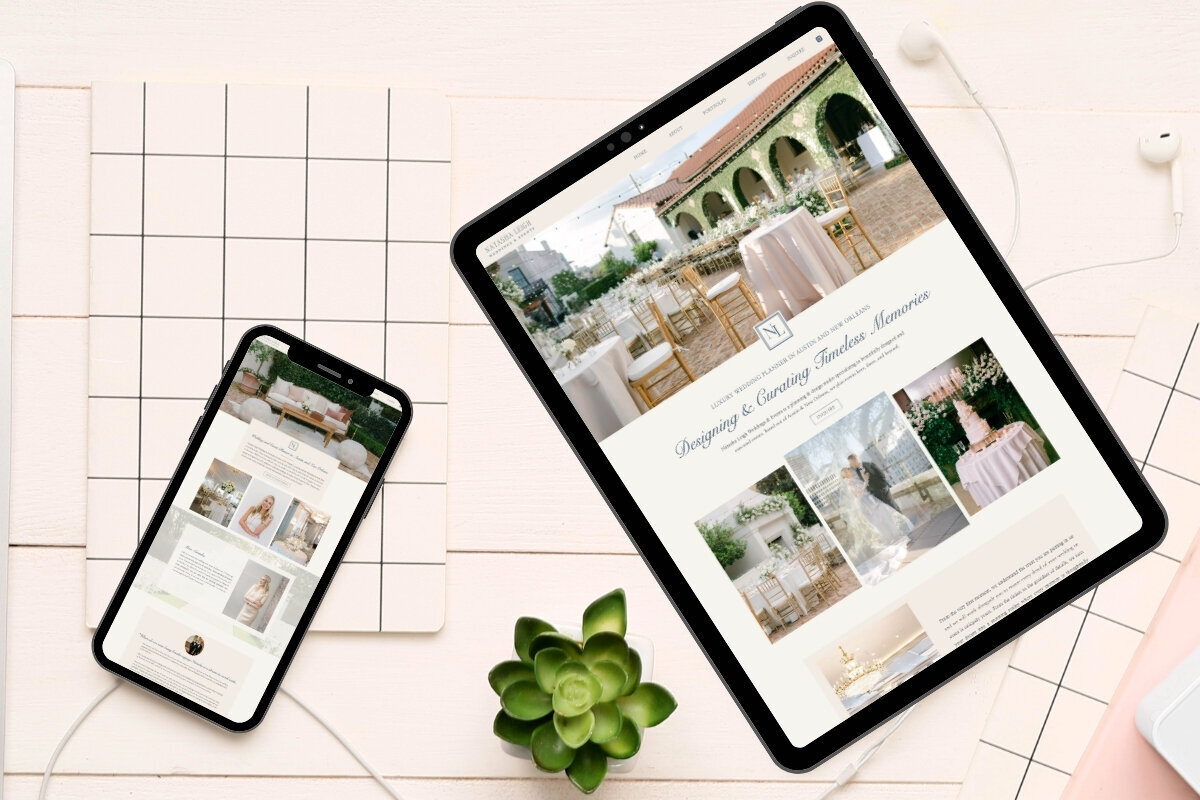 custom Showit website design for Natasha Leigh Events, a wedding planner in Austin and New Orleans