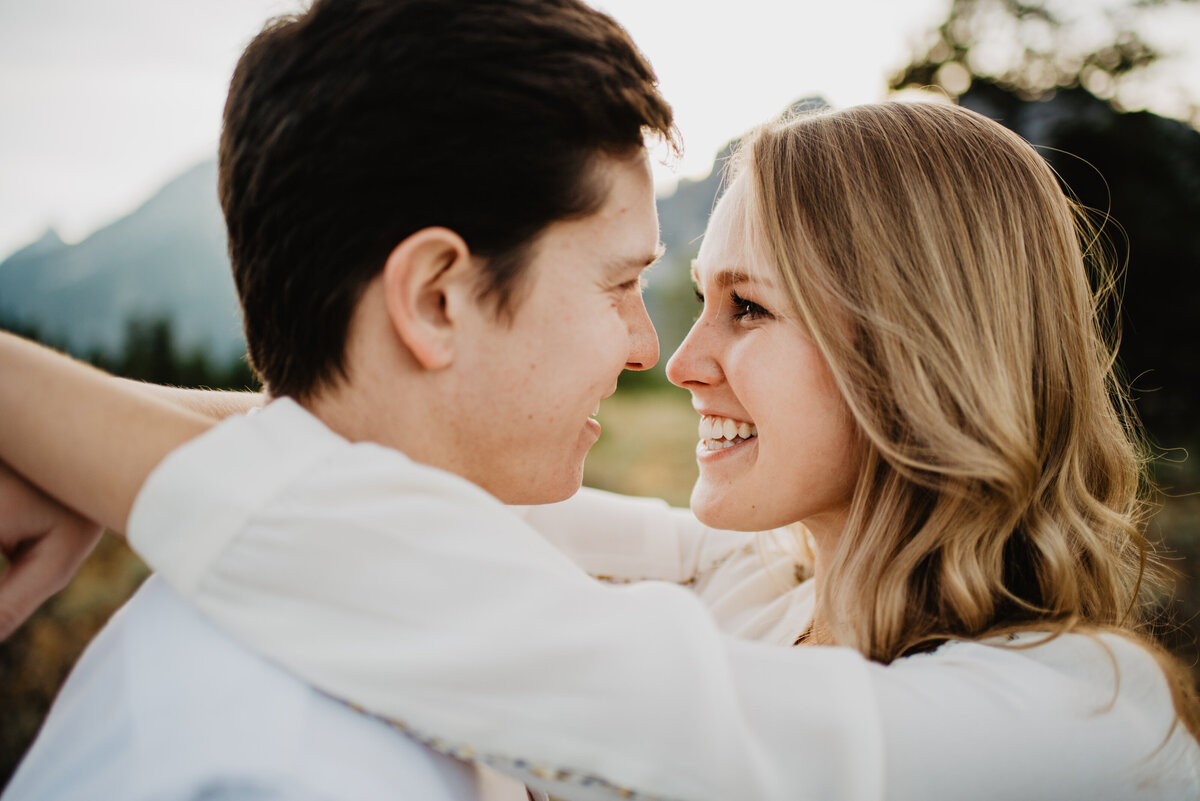 Photographers Jackson Hole capture close up of couple smiling