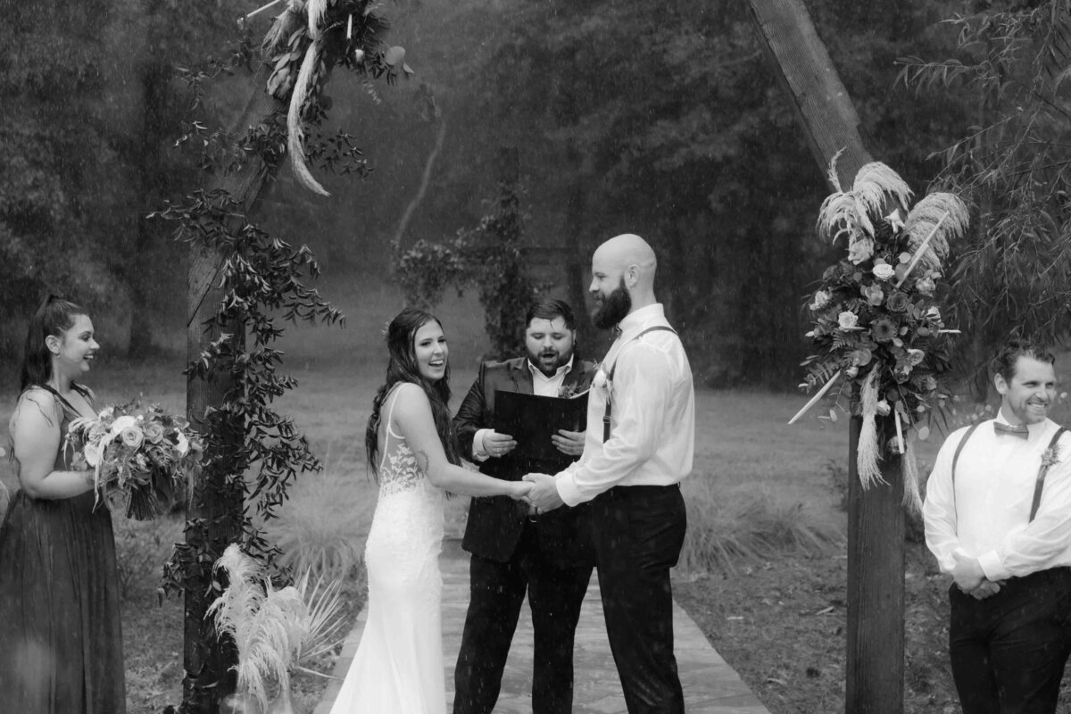 Rainy Wedding Ceremony at Belle Farm in Alabama