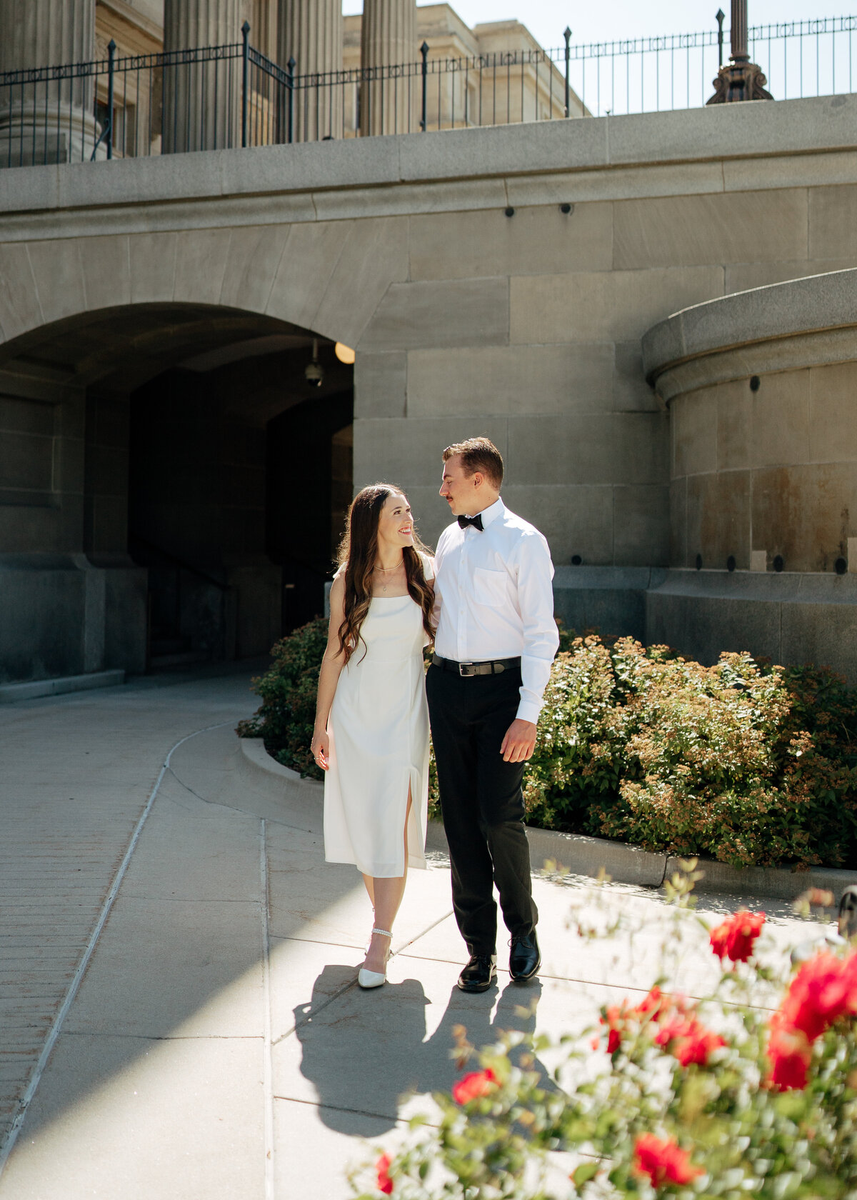 Couple during golden hour engagement shoot in Boise, Idaho wedding/elopement - photographed by The Storytellers