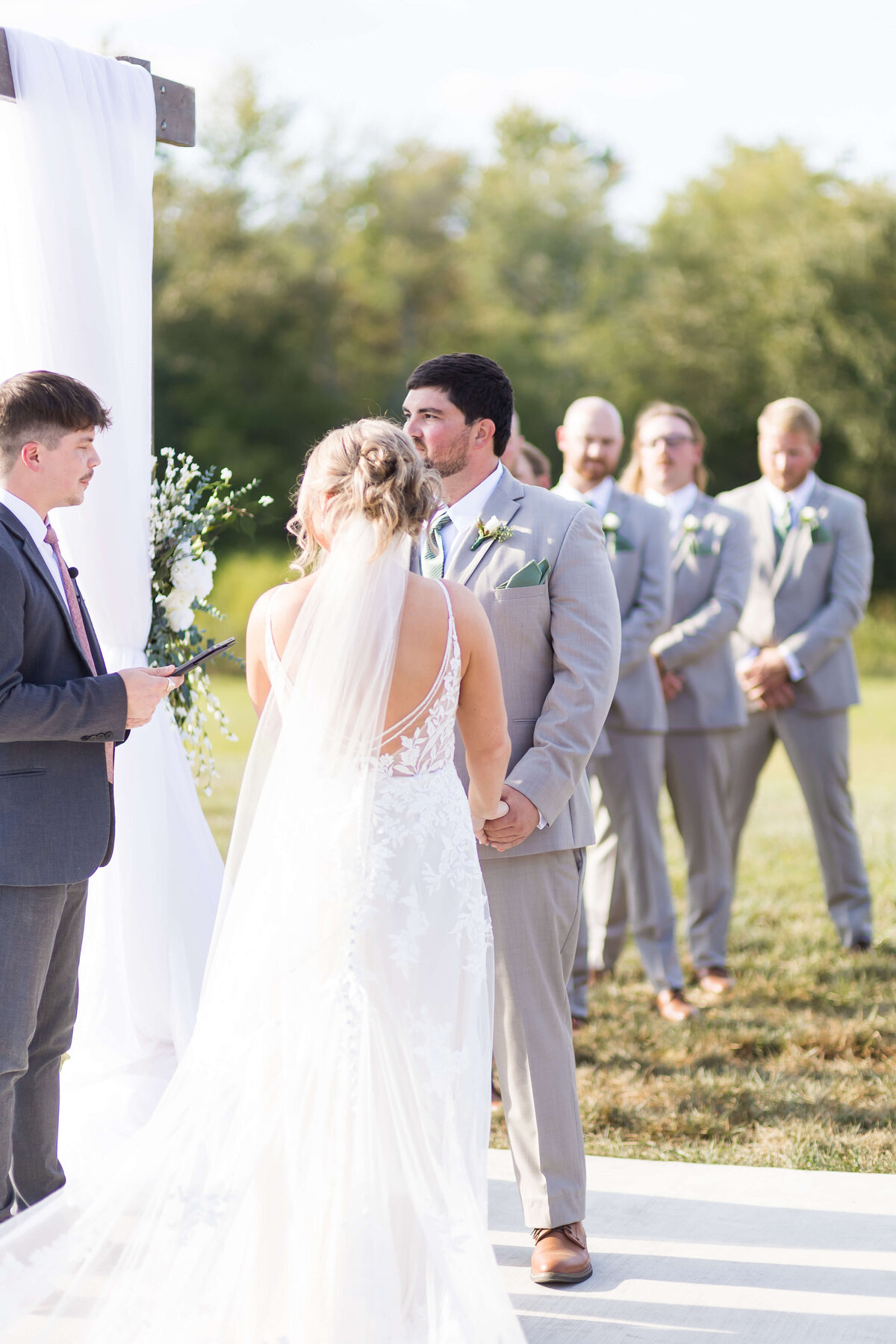 wedding ceremony at  The Barn at White Oaks, Murray, Kentucky