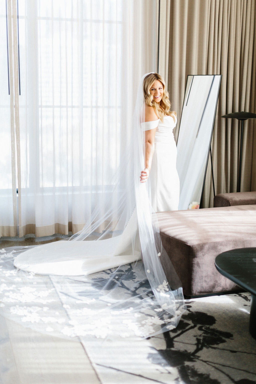 Bride in Nobu Chicago Suite