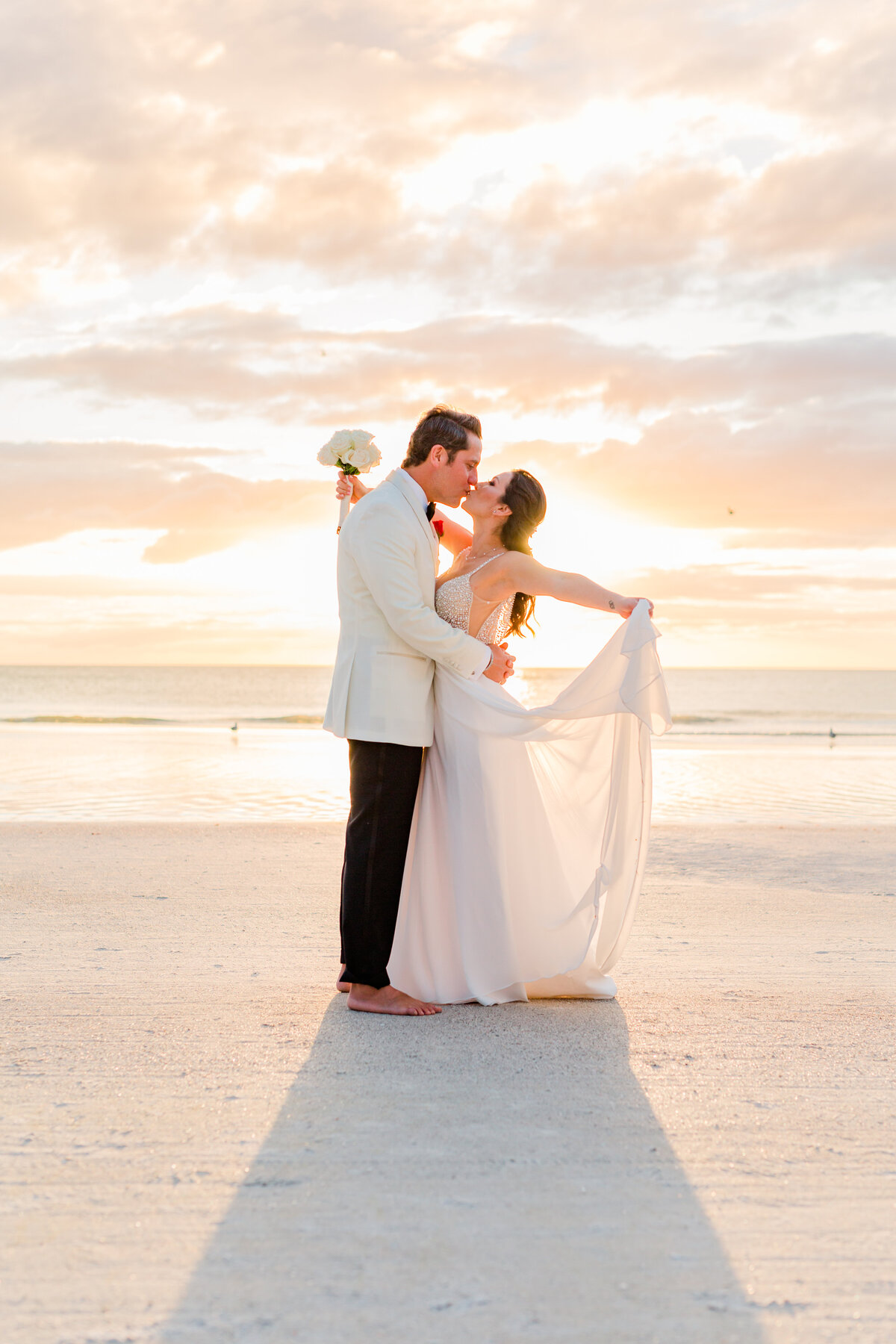 Bride and groom sunset portrait in Sarasota Florida