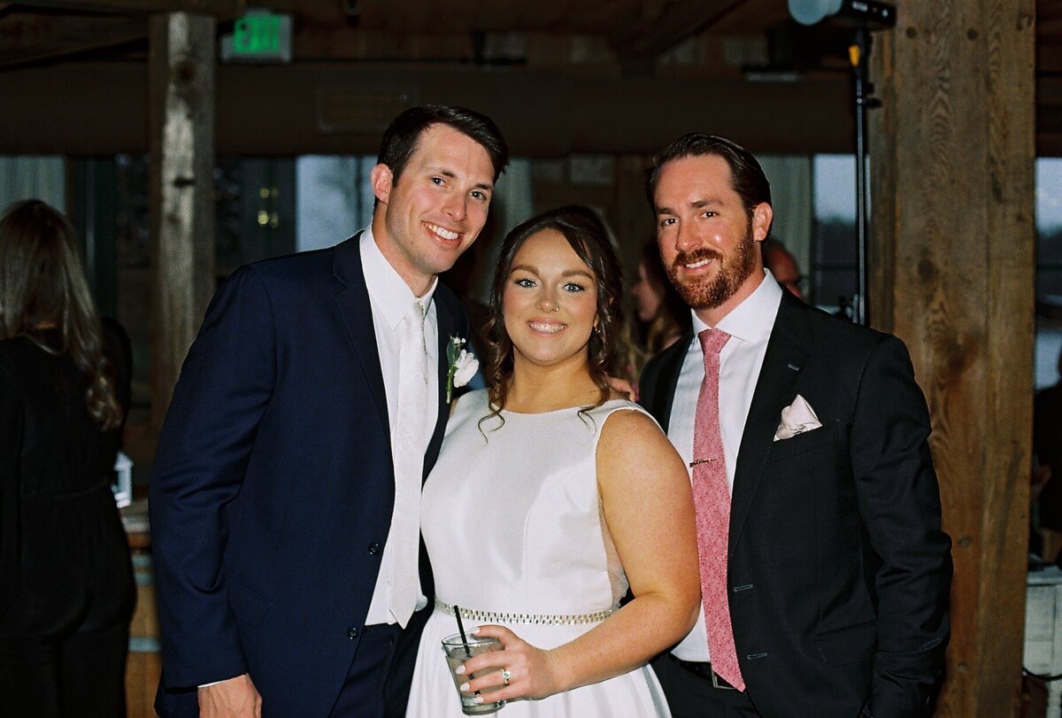 bride with guests at wedding