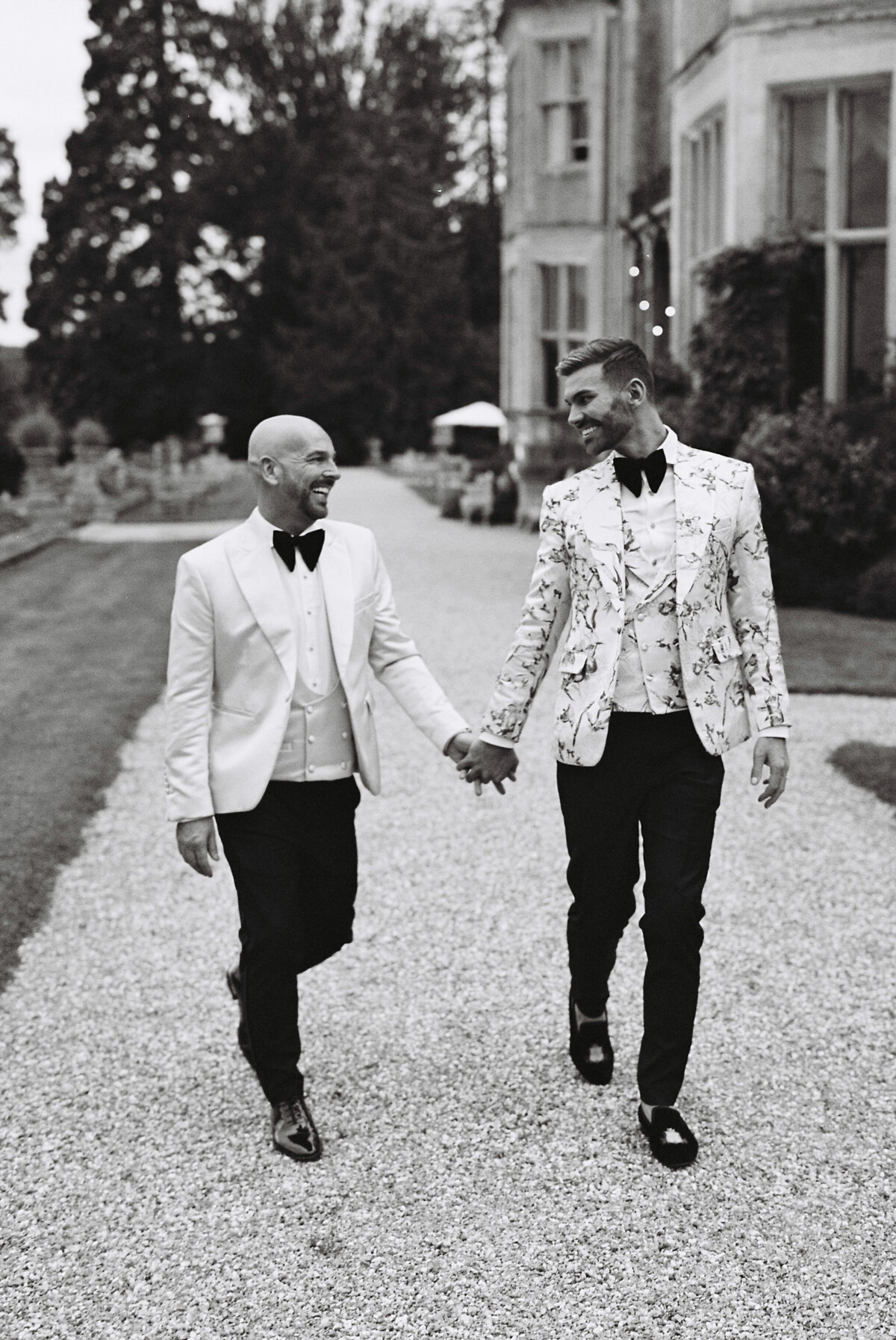 Editorial couple portraits at luxury same sex wedding at Orchardleigh Estate