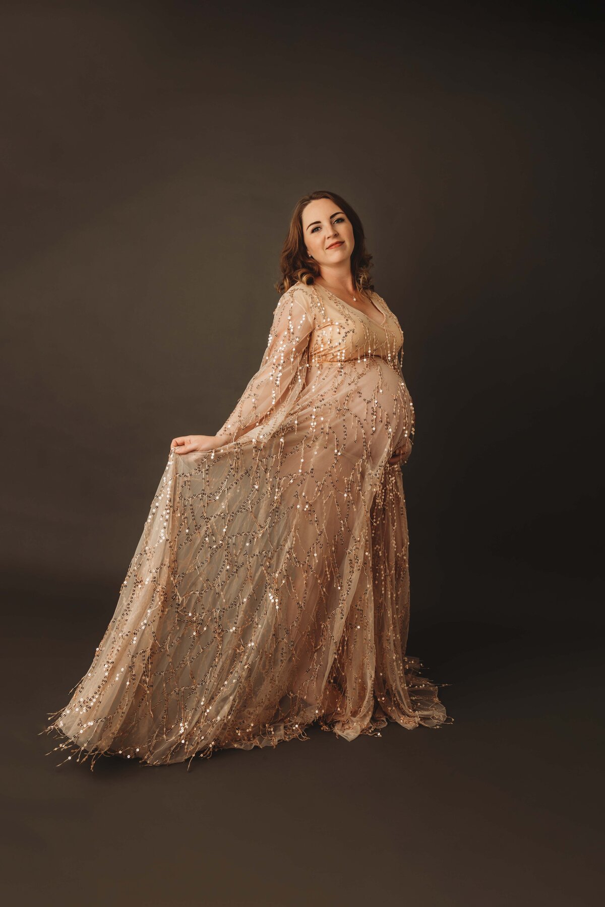 sparkly beaded gown studio maternity session by harrisburg pa maternity photographer