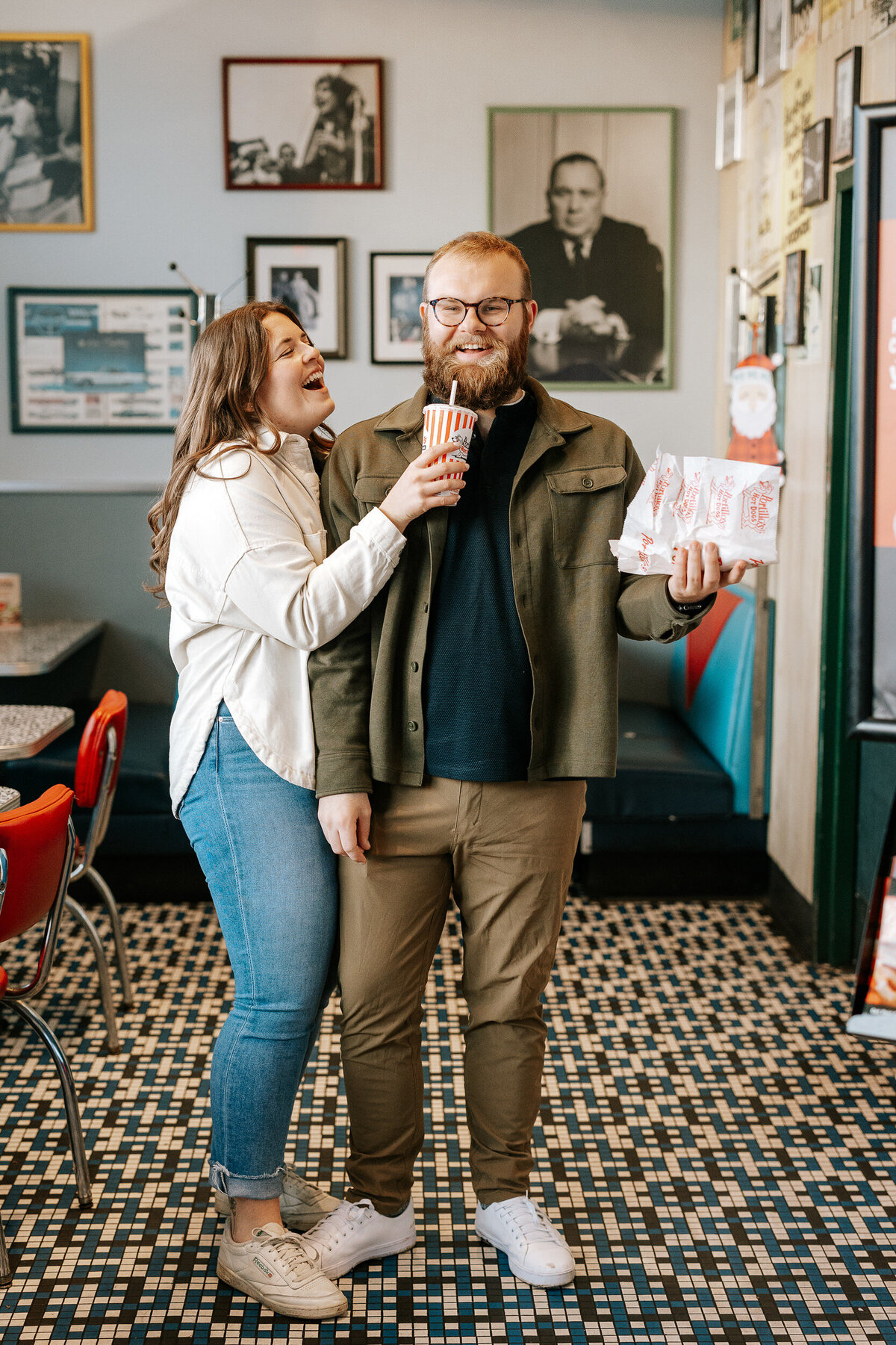 creative fun chicago flash engagement photos at Portillos Hotdogs-23-ed-lucy