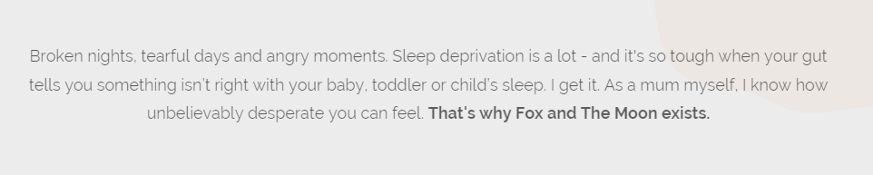 website copy for infant sleep coach