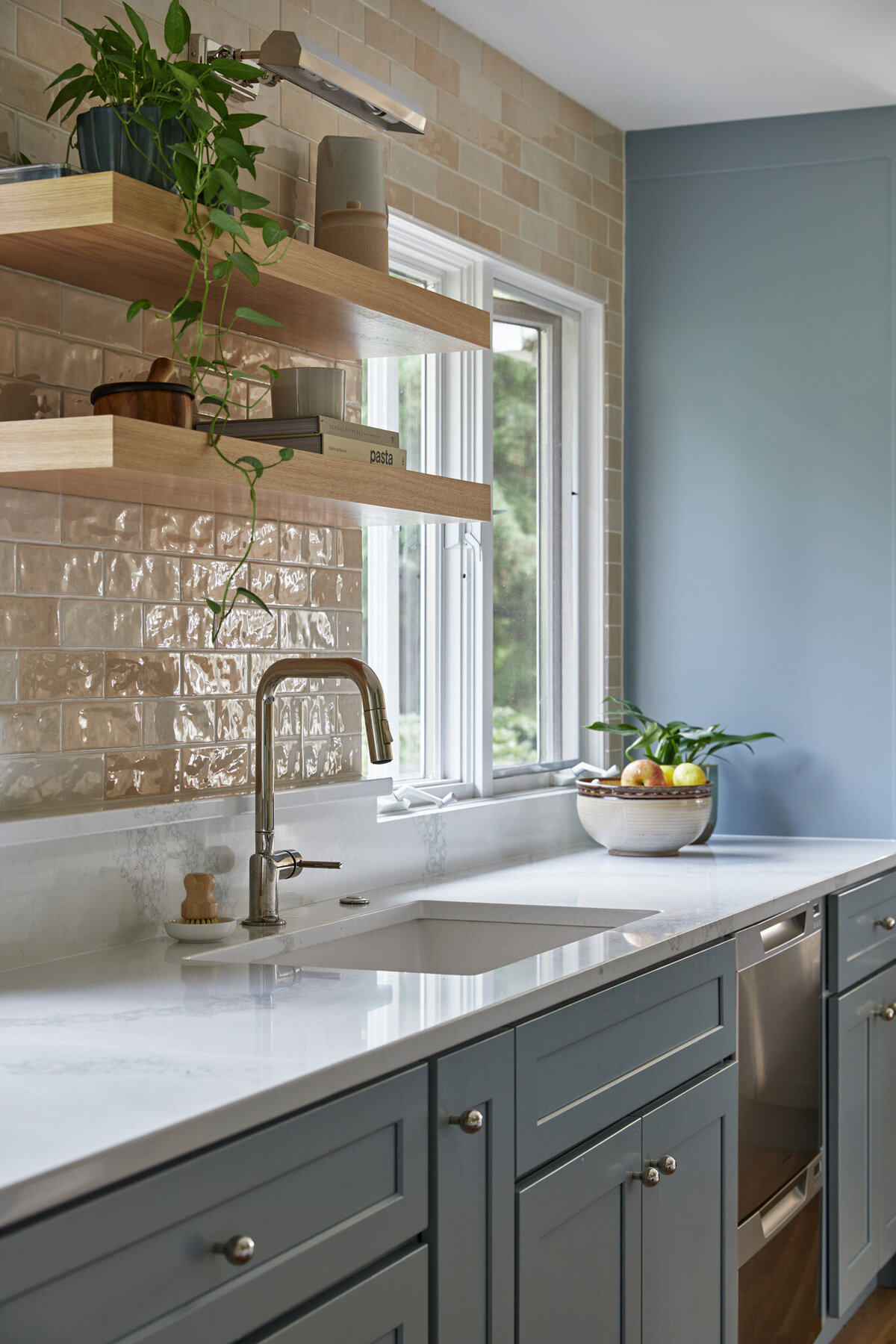 Blue, colorful kitchen