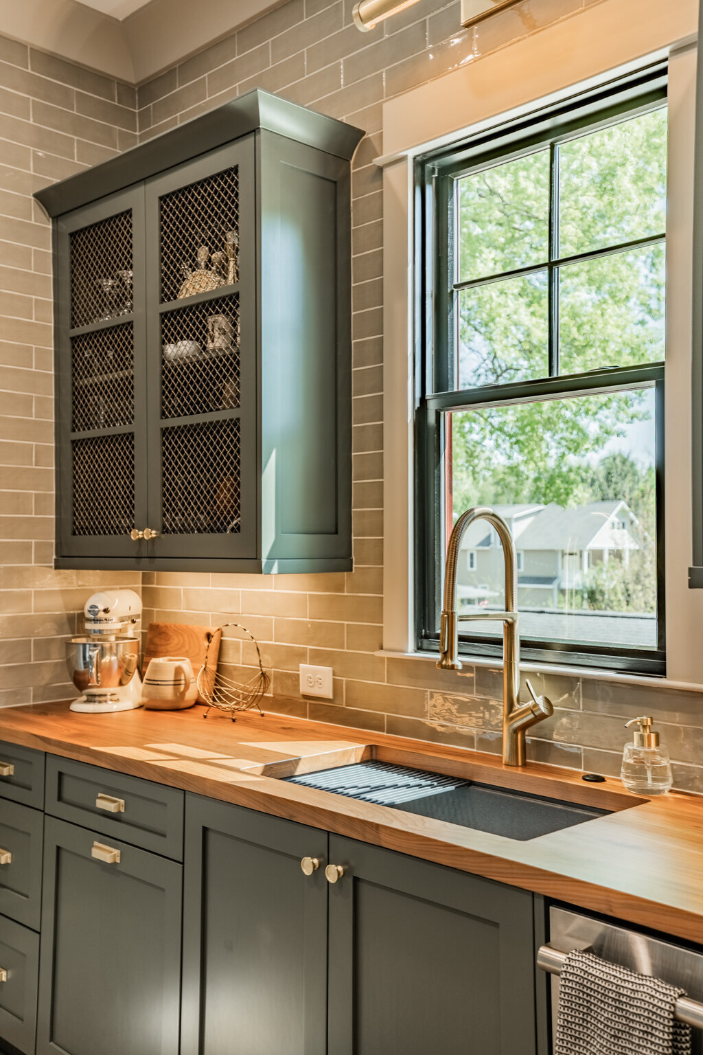 Green Kitchen Cabinets Custom Design - Carolina Craftsman Builders