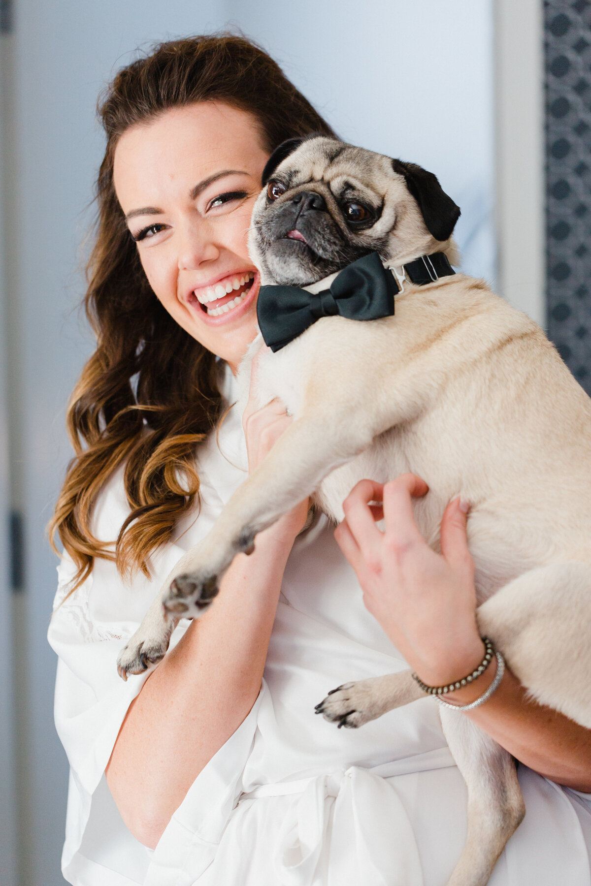 Charlotte bride poses with pug