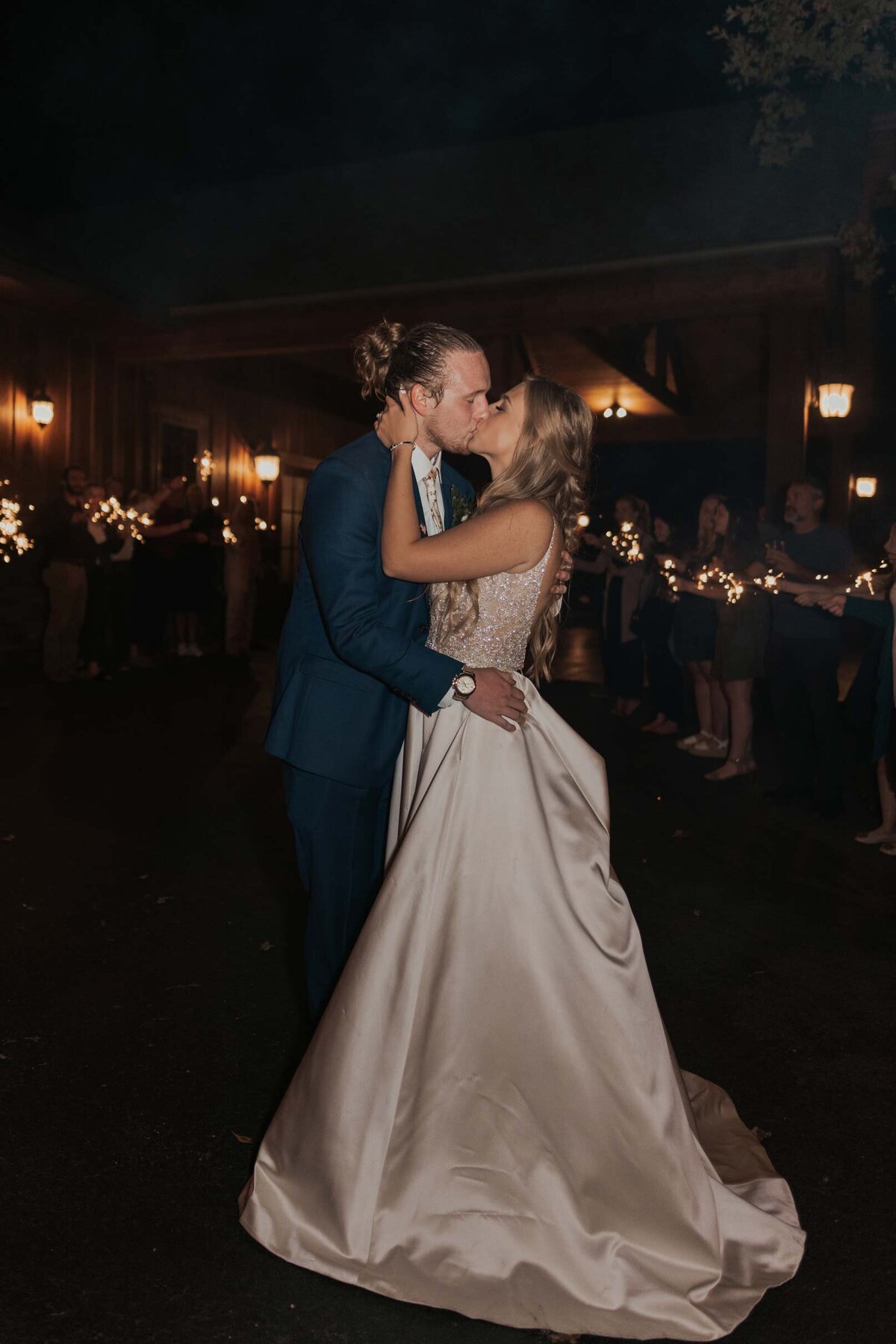 first-kiss-just-married-sparklers