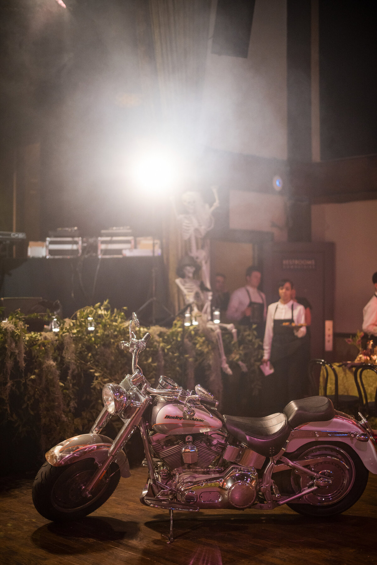 Motorcycle as wedding decor in NYC