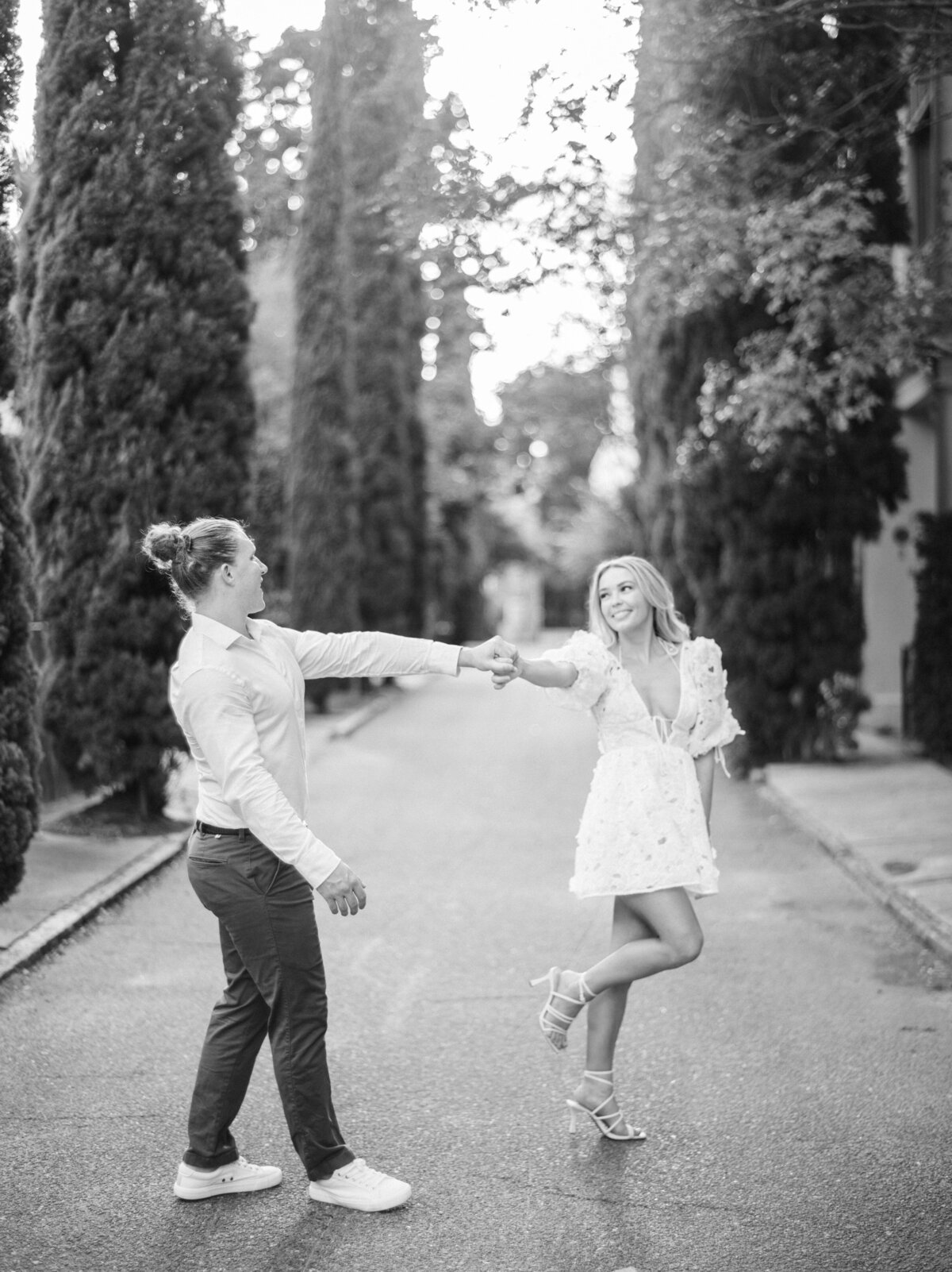 Dancing engagement photos in Charleston. Photography by Philip Casey.
