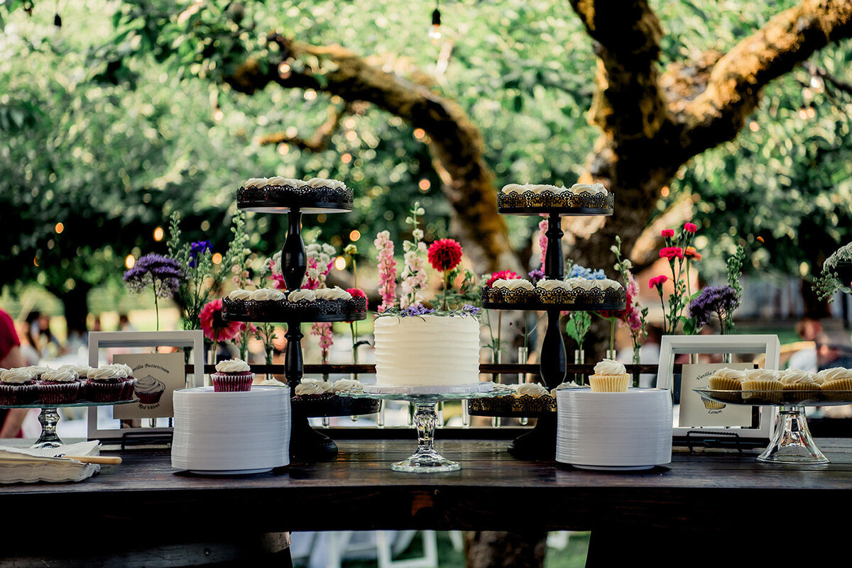 wedding cake on display