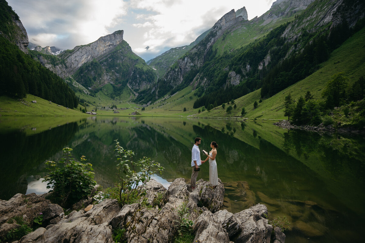Switzerland Seealpsee lake elopement