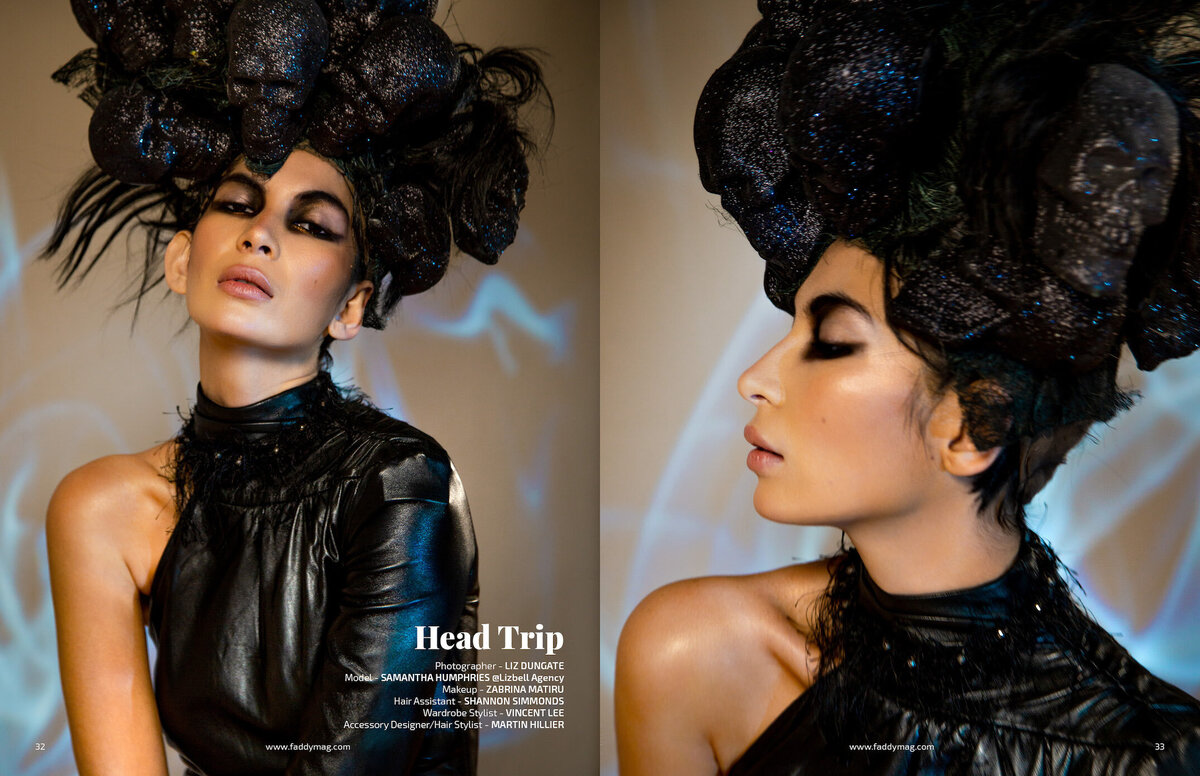 woman-black-dress-headpiece-dark-editorial-makeup