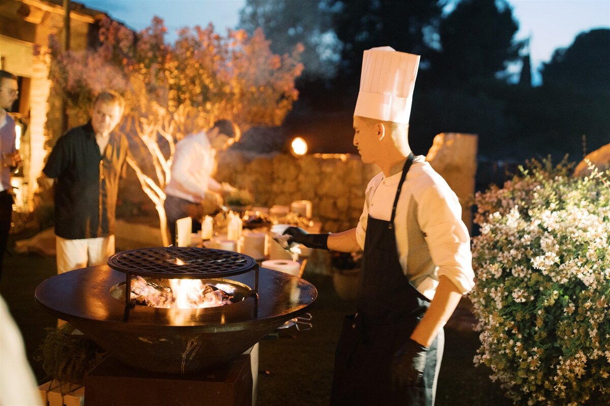 Rustic dinner and showcooking outside welcome dinner Ruines de Empuries