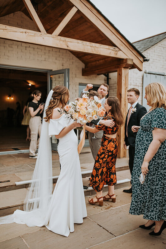 B N 42 peach wedding flowers