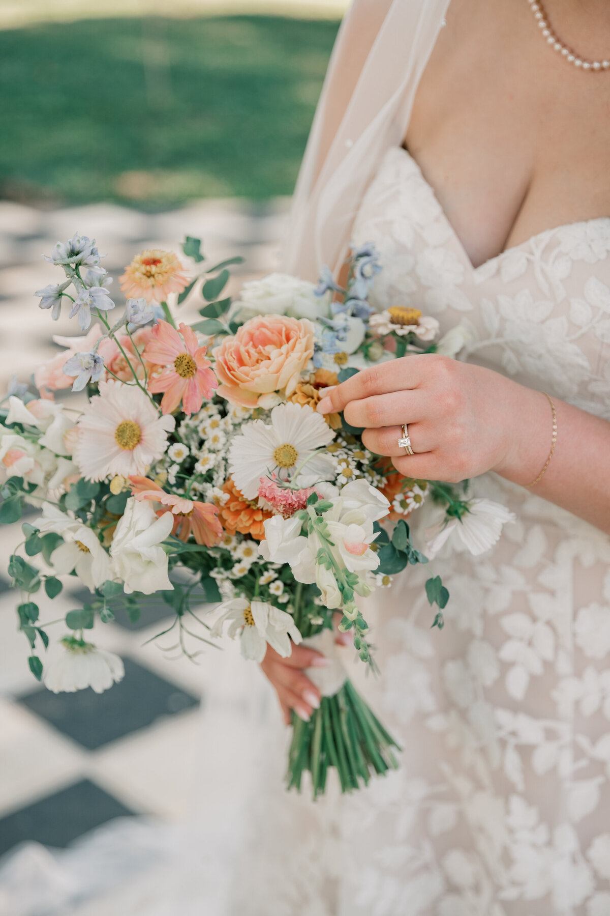 Three Oaks Manor Wedding | colorful bridal bouquet