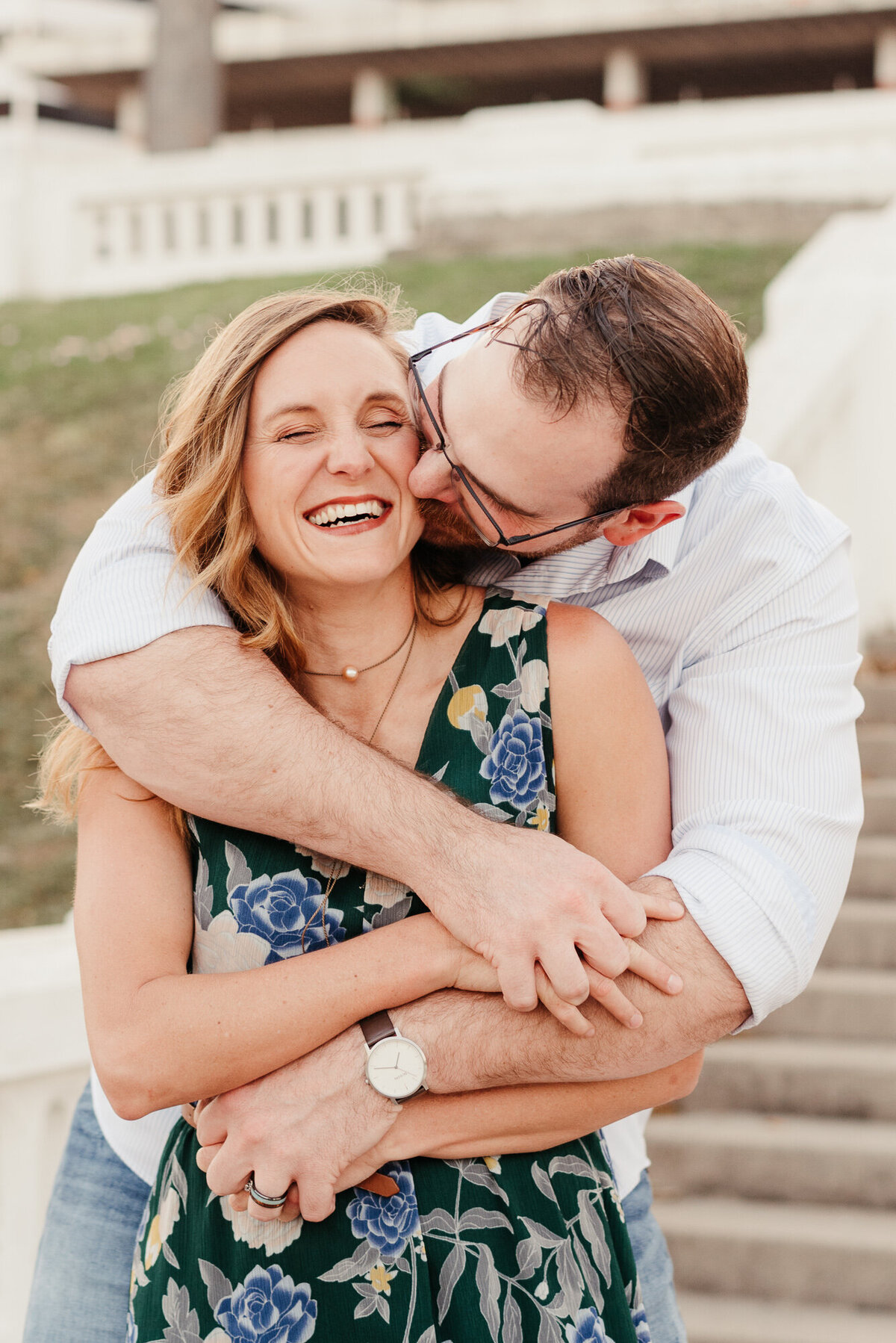 couple hugging downtown corpus christi