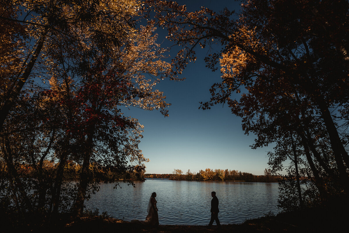 Fall Lake Wedding Photo