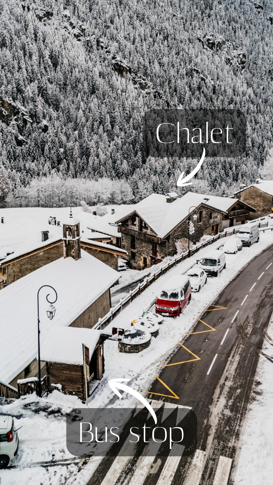 Algonquin bus stop in front of the door