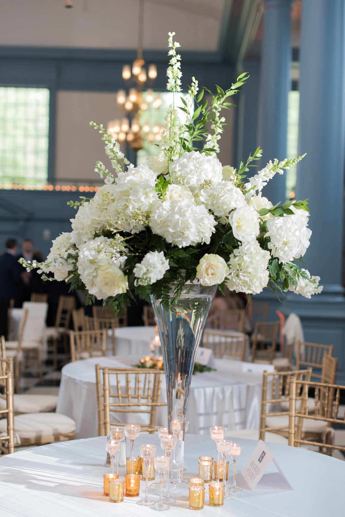 Reception florals at ballroom luxury Virginia Wedding at Washington and Lee University wedding