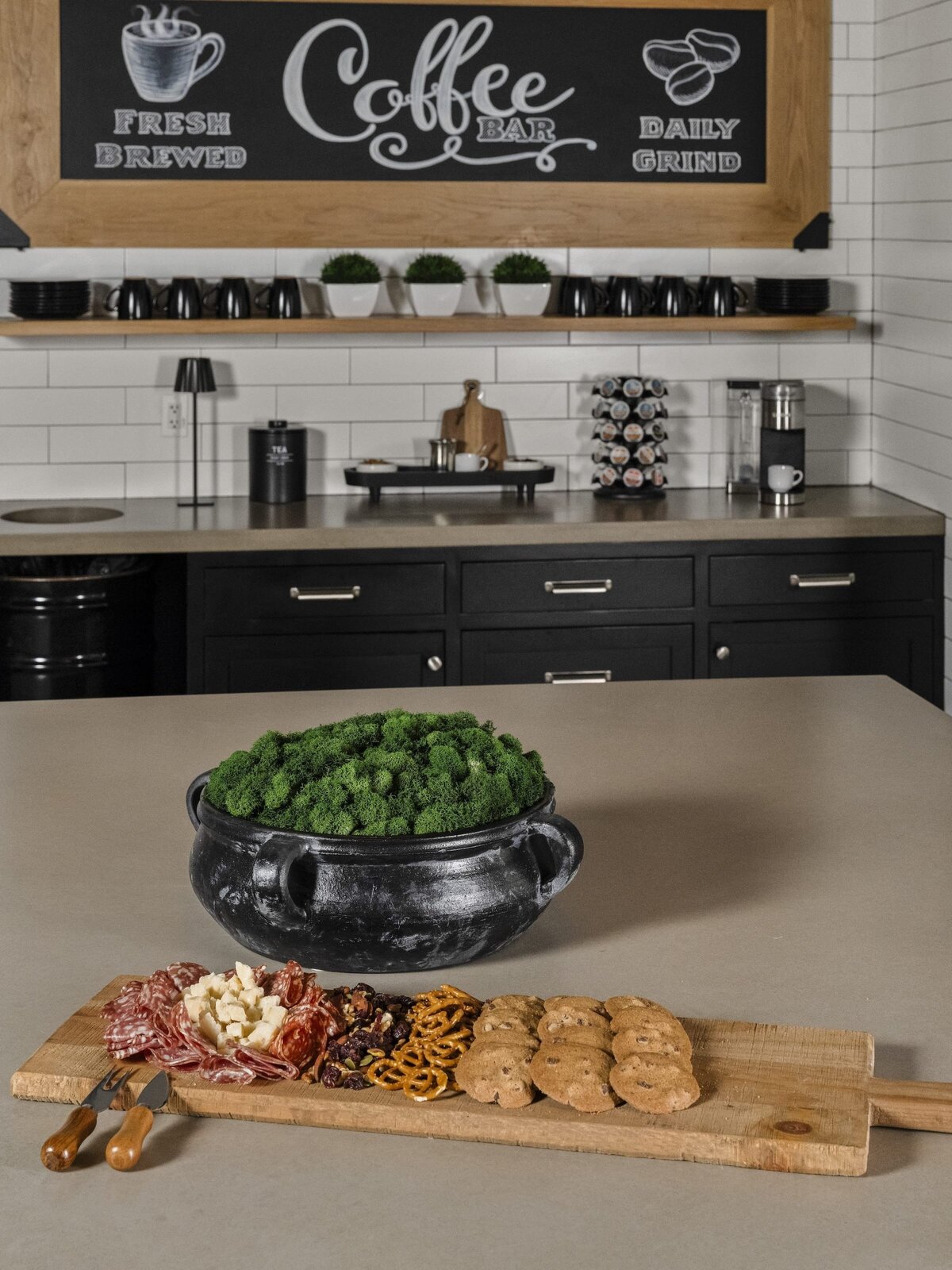candra lynn interiors old bridge project kitchen with wooden charcuterie board