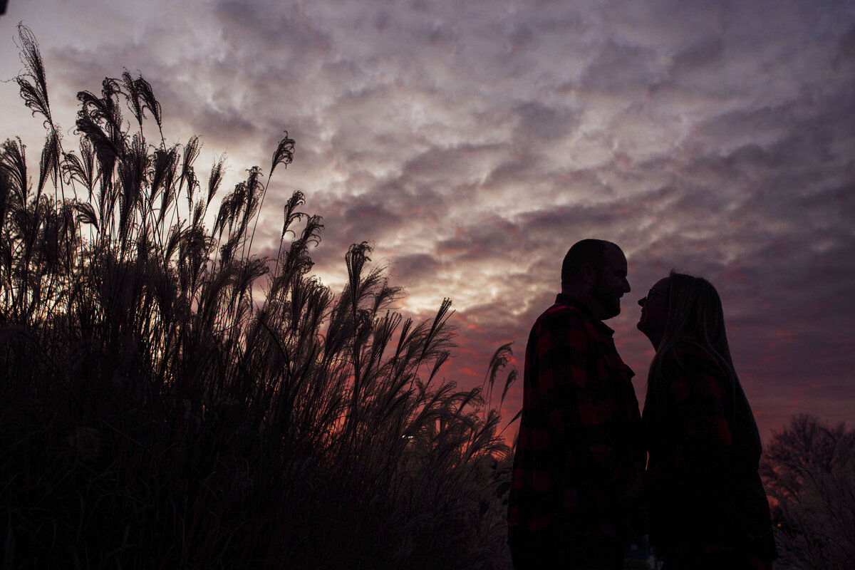 Grounds for Sculpture Sunset Silhouette Pre-Wedding Photo | Hamilton Township, Mercer County, New Jersey