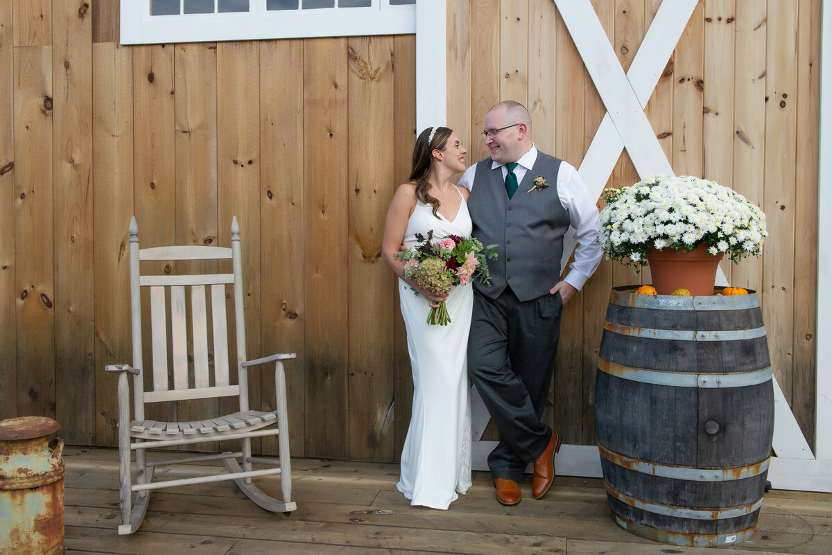 Bride and Groom Country wedding at Churchill Barn in York Maine