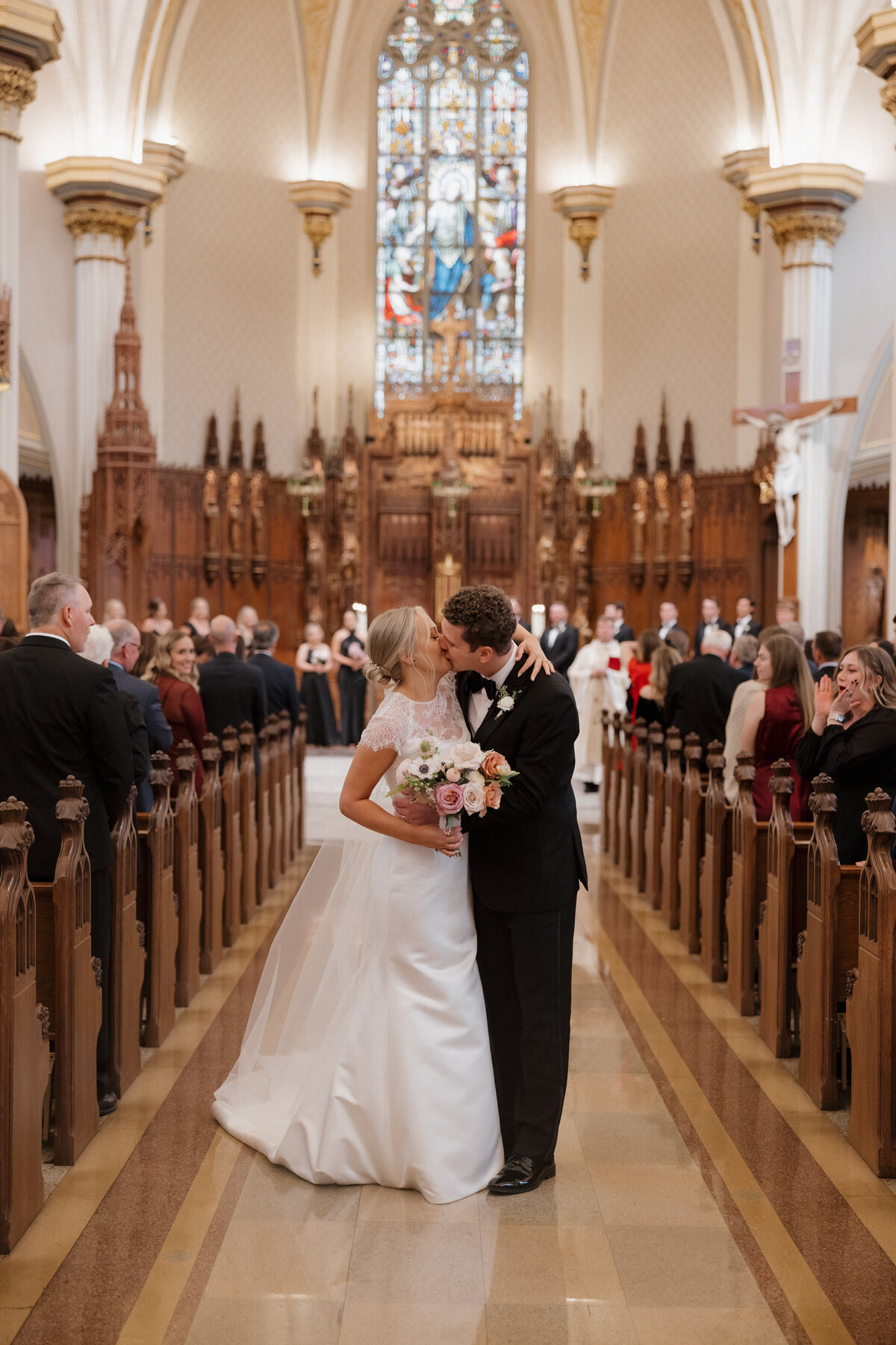 Indianapolis wedding photographer church exit celebration