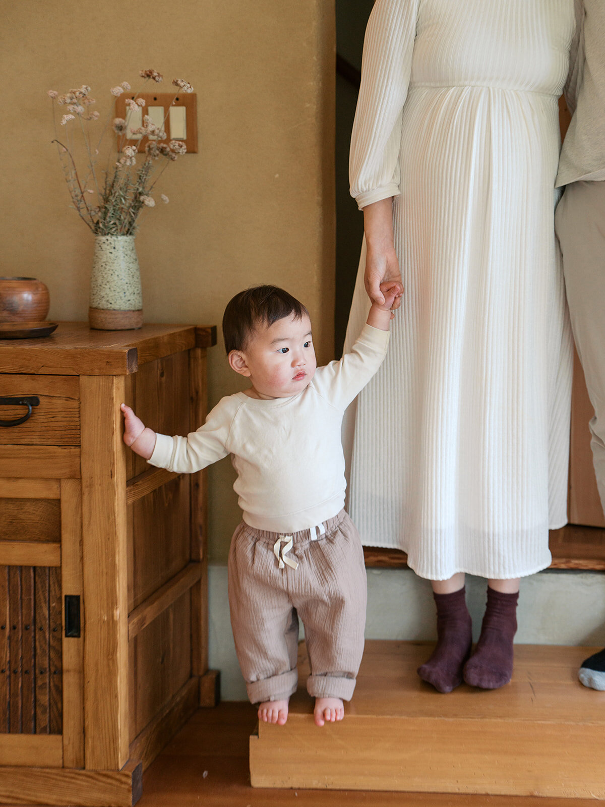 Indoor studio family portrait pregnant mom toddler Berkeley Bay Area photographer