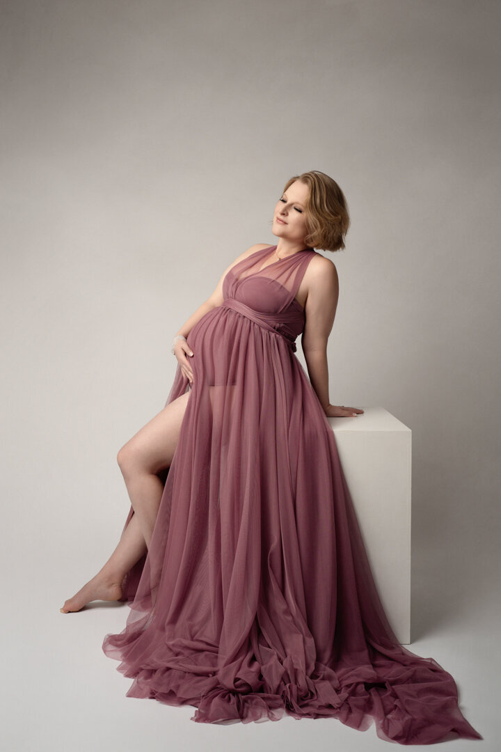 Lansing Maternity Photography Plum Dress by For the Love of Photography