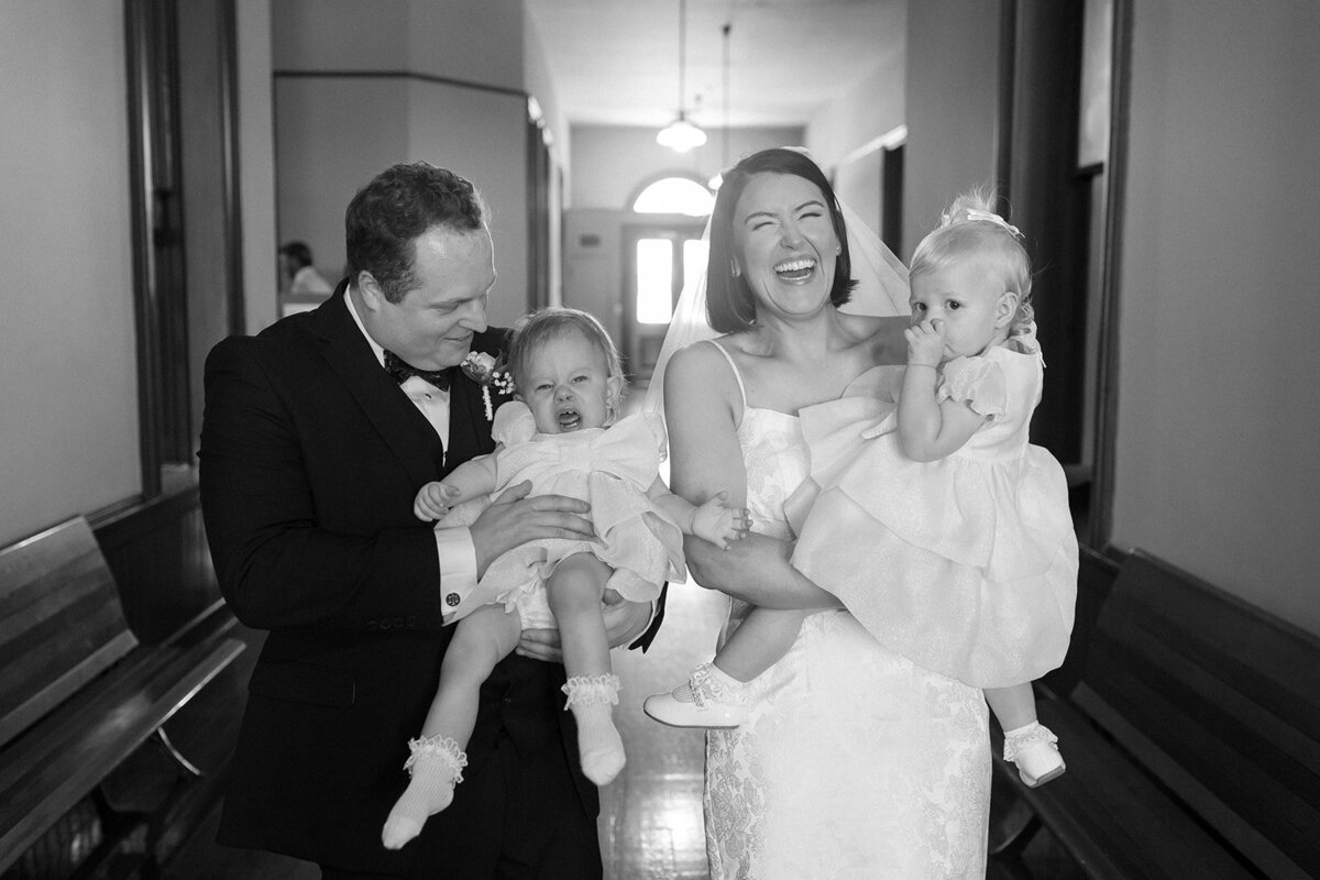 Candid photo of Dallas couple during their courthouse ceremony.