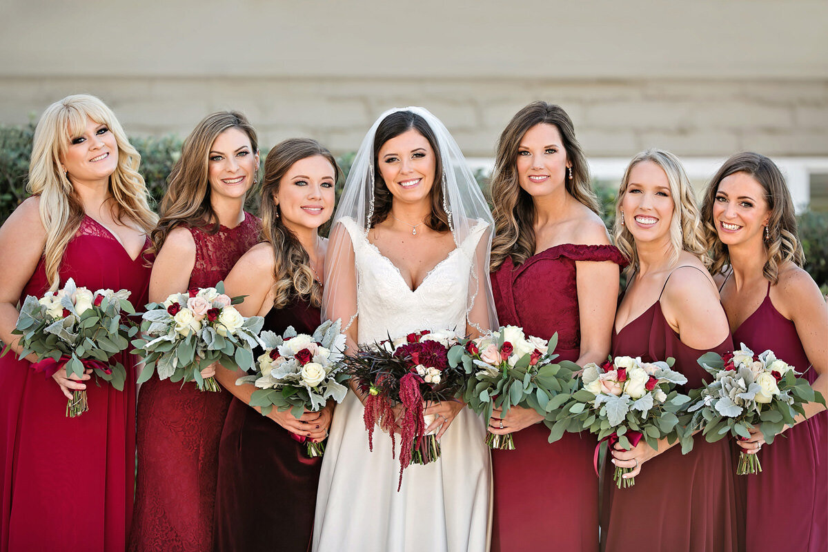 Red-Bridesmaids-Dresses-the-lodge-at-pebble-beach-wedding