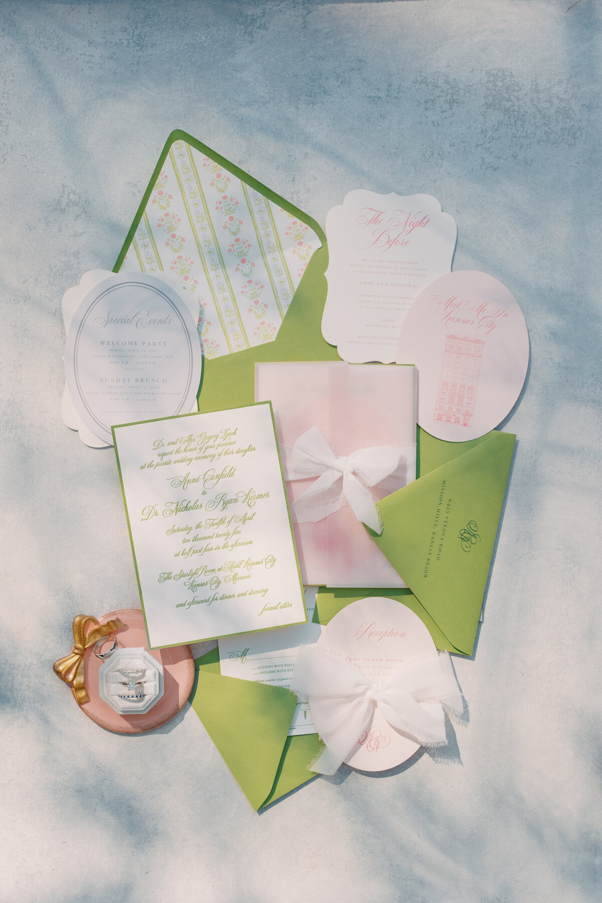 pink and green spring wedding invitation inspiration