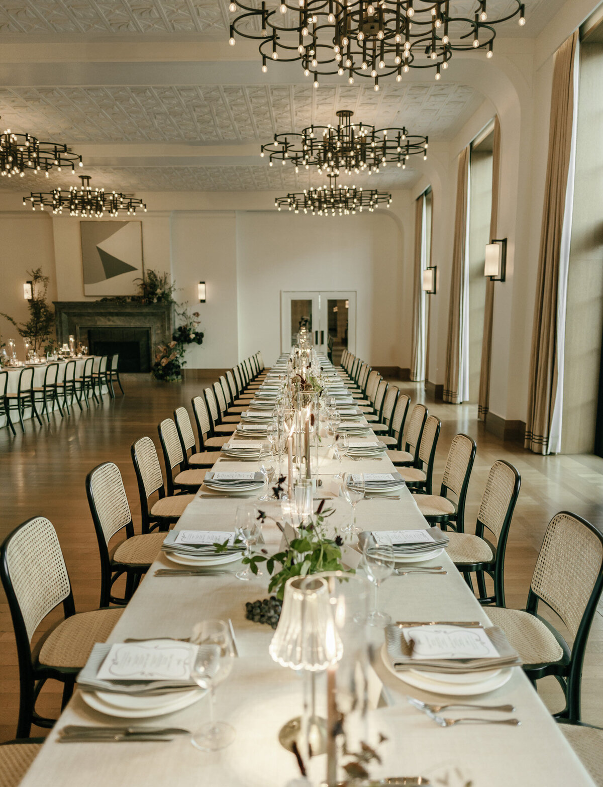 wedding reception, fall wedding table, Shinola Hotel wedding Detroit