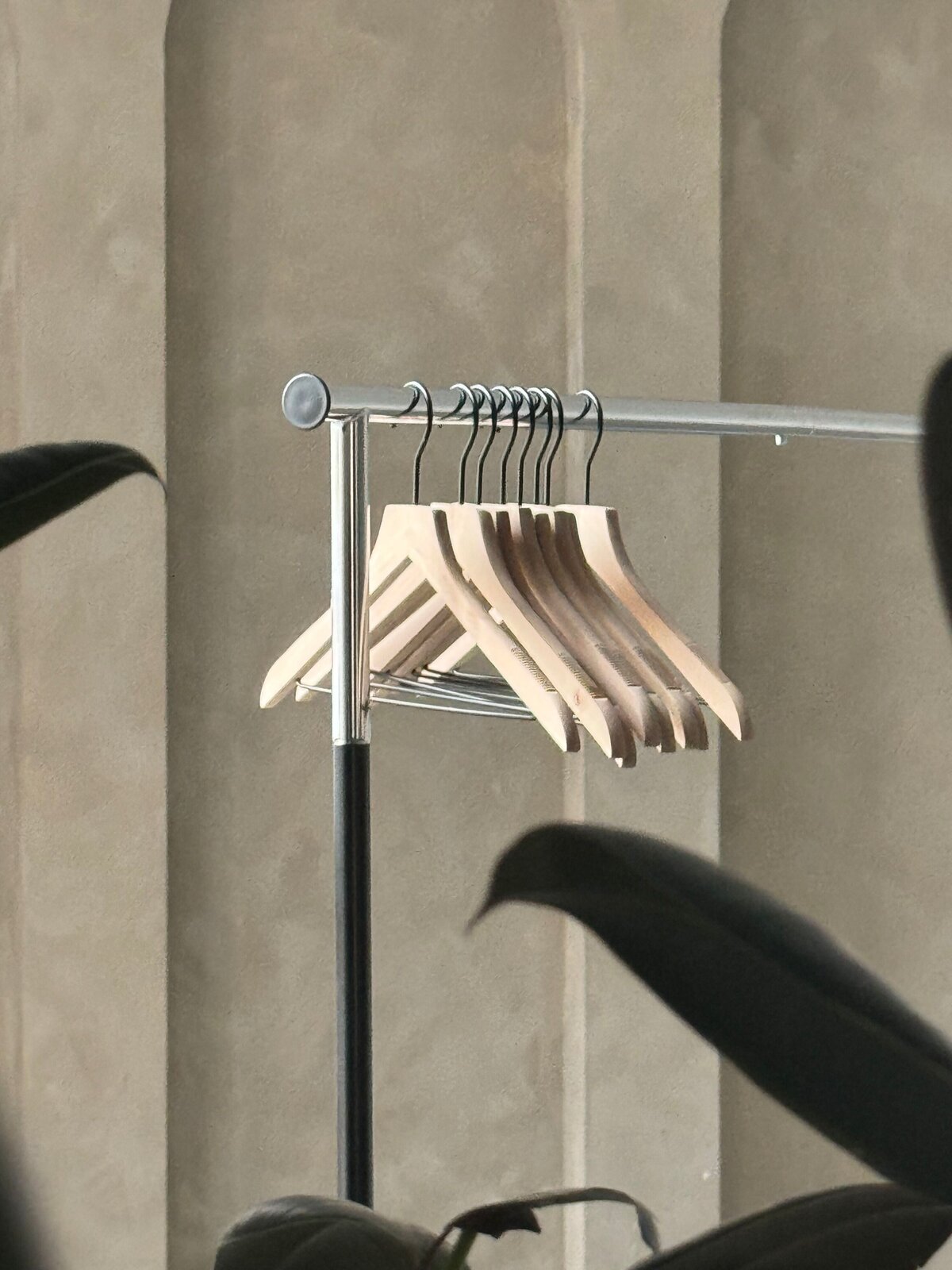 Clothing rack in New Mexico event venue Light House Studio