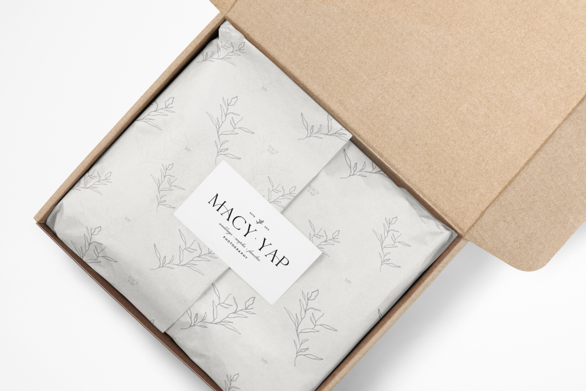 Mailer Box Wrapping Tissue Paper Mockup by Creatsy Option5