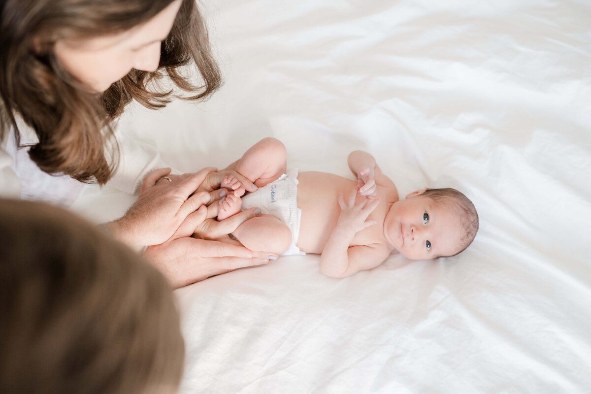 Bay Area newborn photographer capturing baby boy in Brentwood home