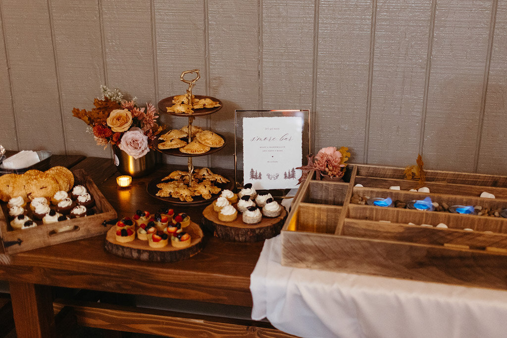 Dessert table and S'mores bar