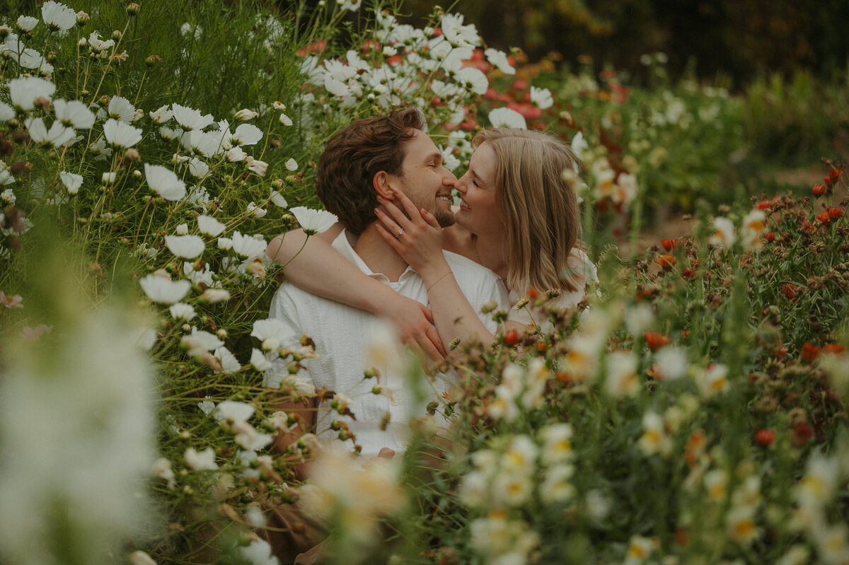 Alberta couple photographed in field full of flowers