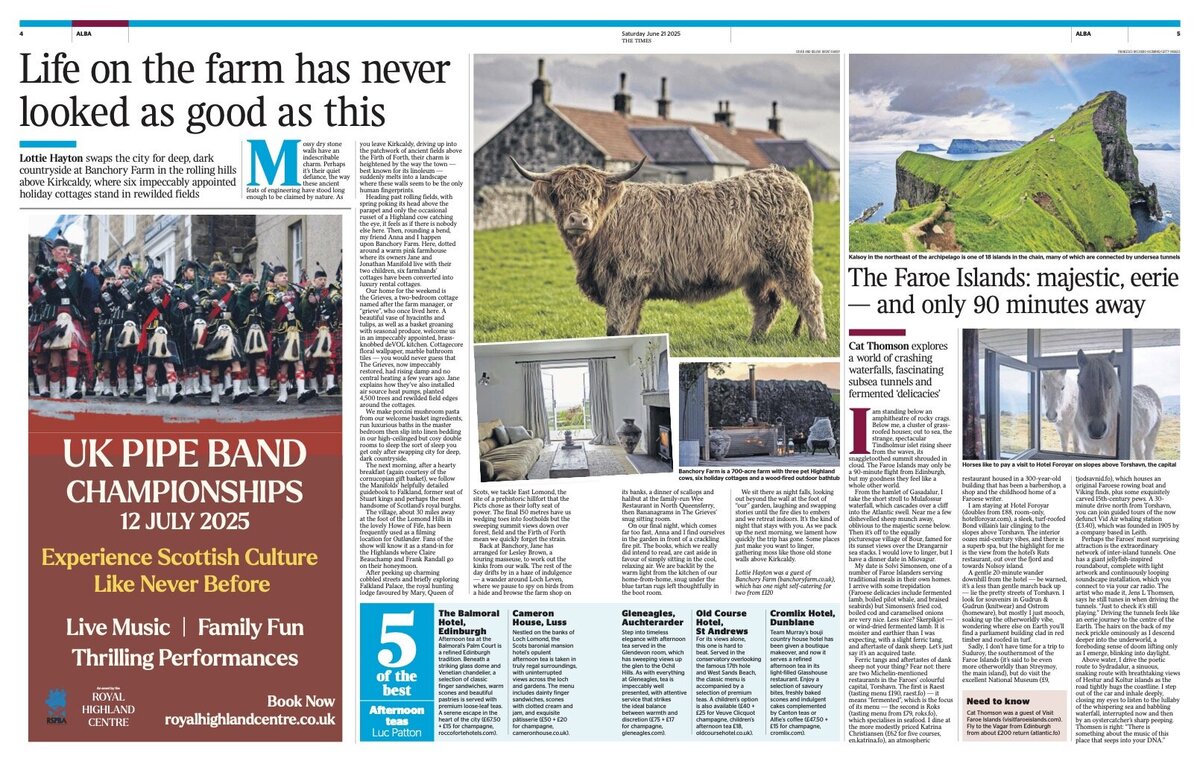 The Times Scotland-Banchory Farm Lottie Hayton + Faroe Islands Cat Thomson June 21 2025