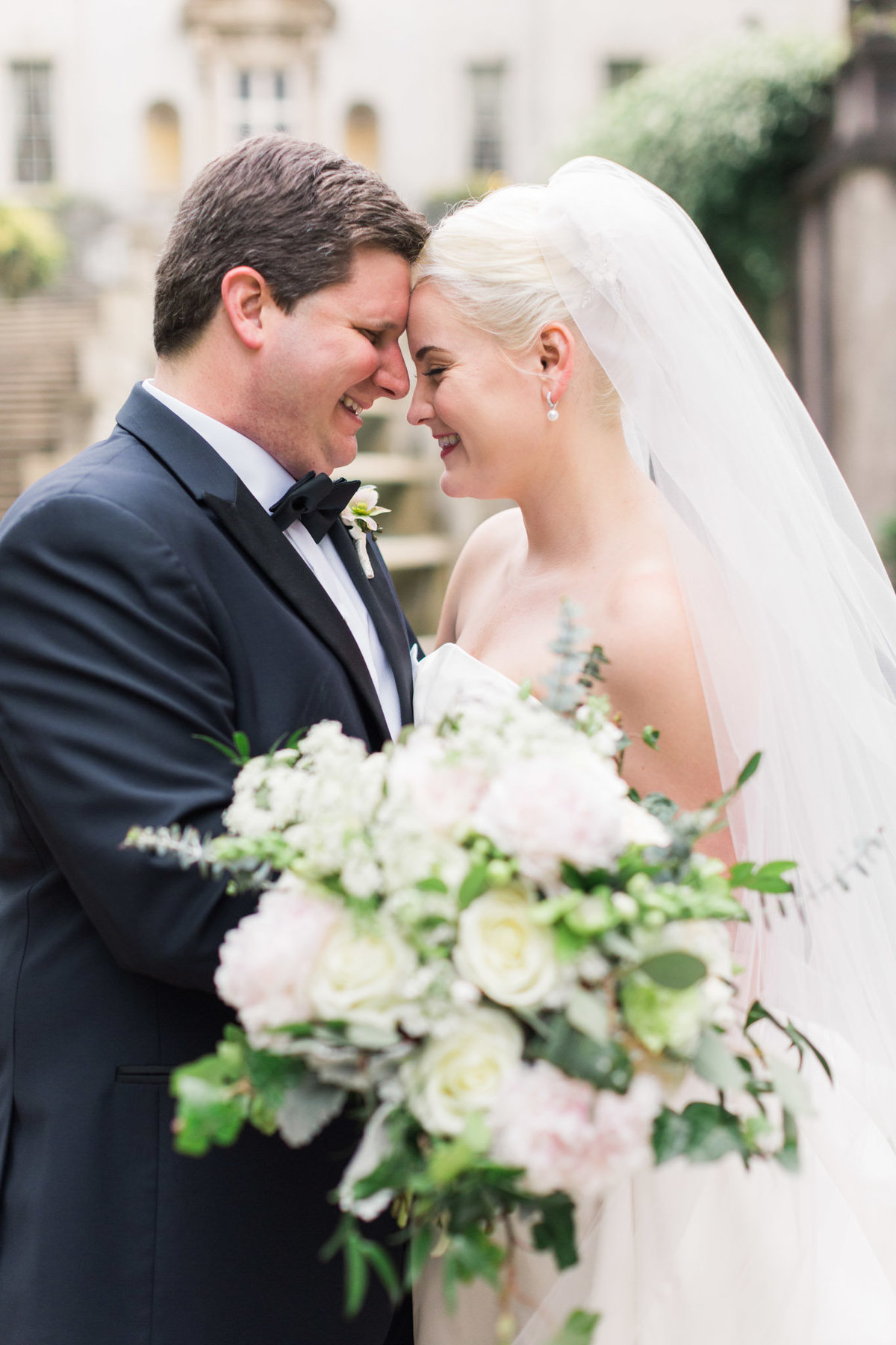 Romantic couple portraits at the Swan House taken by Rebecca Cerasani.