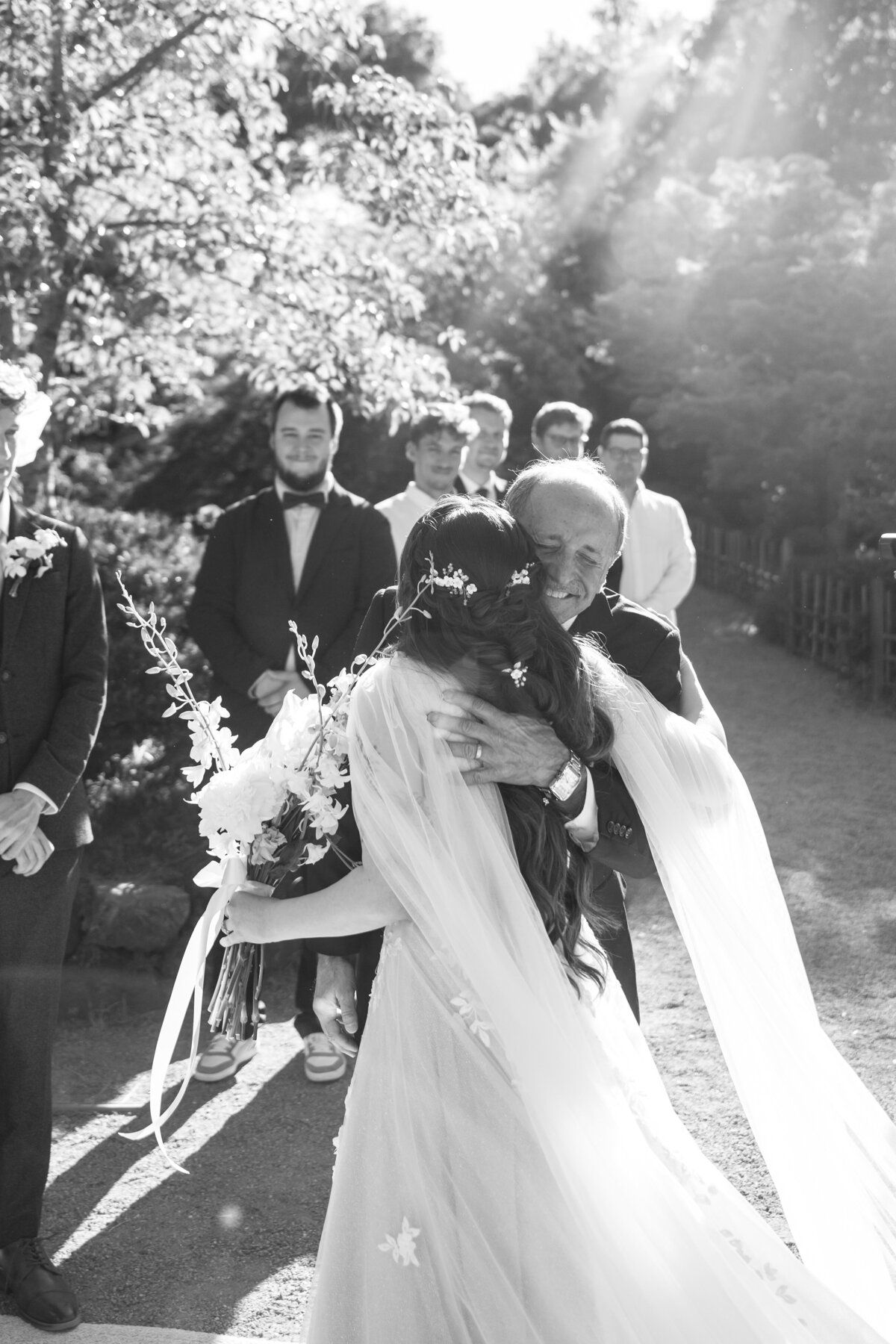 Bride and dad at wedding ceremony