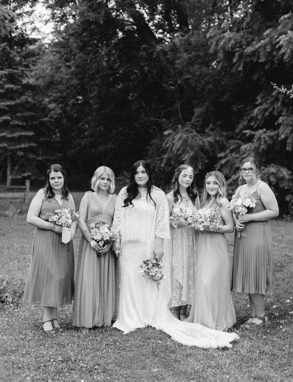 bridesmaids at garden greenhouse wedding venue in West Michigan