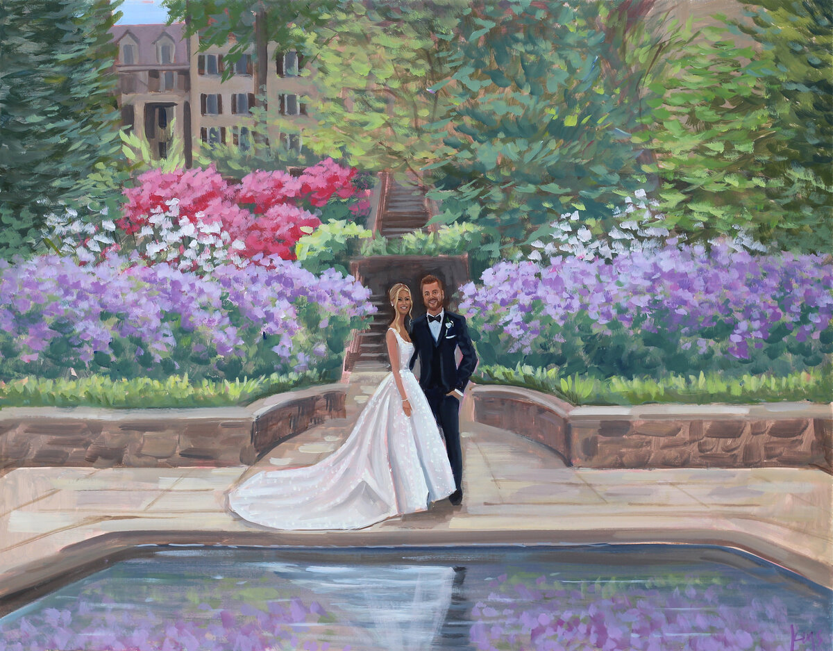 Live Wedding Paintings by Ben Keys | Samantha and Dalton, Winterthur, Delaware, hi res