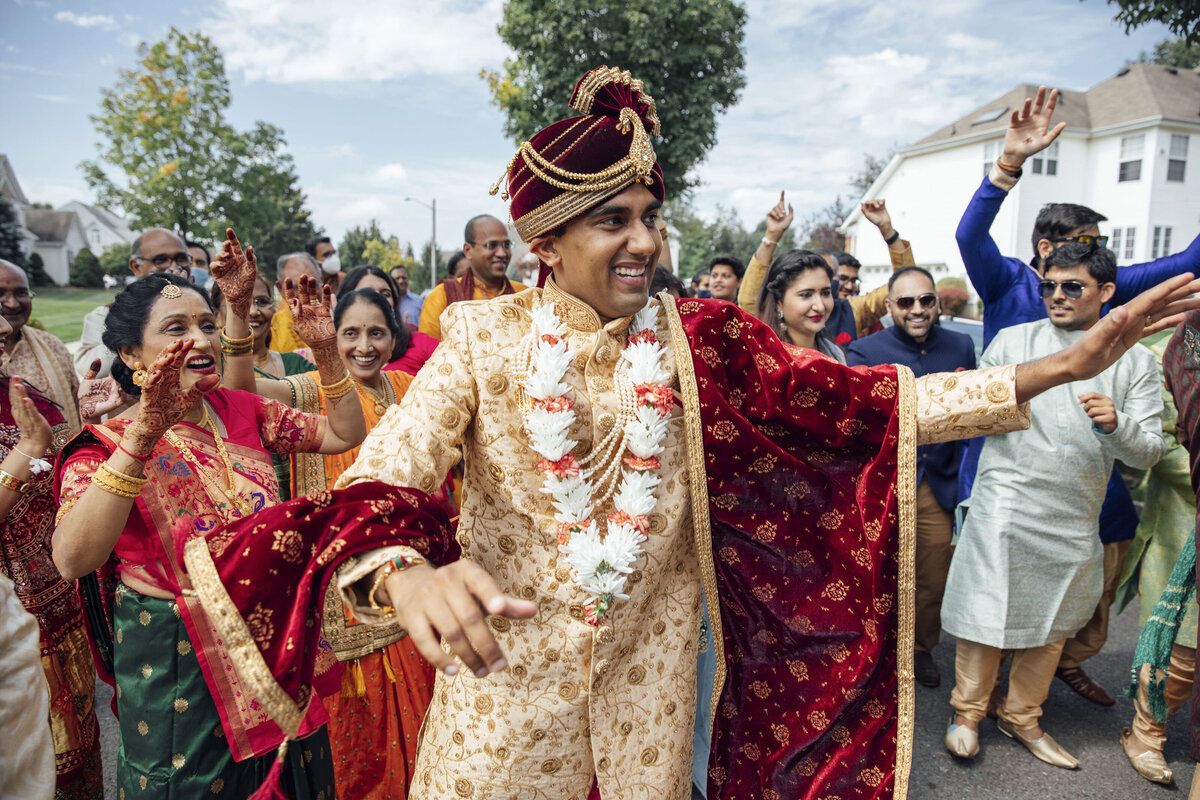 Somerset Summer Wedding | Indian Groom Dancing Outdoors with Family and Friends | New Jersey Photography