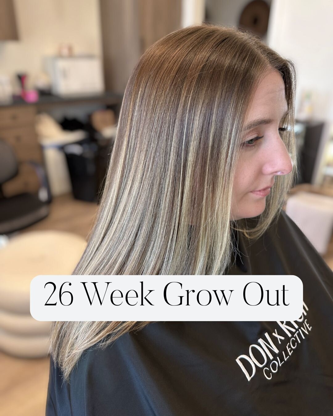 Omaha lived-in dimensional blonde goes 26 weeks between salon appointments without a harsh grow-out line of demarcation and brass.